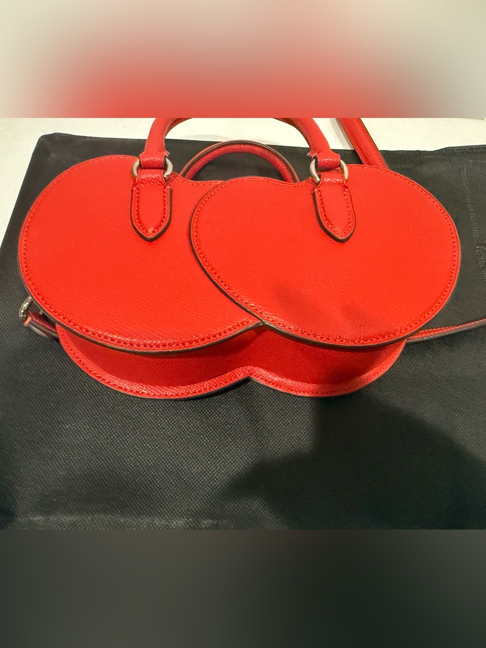 COACH Red Leather Mini Cherry Bag with Green Leaf Charm - Picture 2 of 7